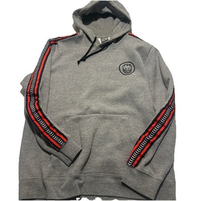 Spitfire The End Pullover Hoodie Sweatshirt Men's medium Stripe Logo Print Gray