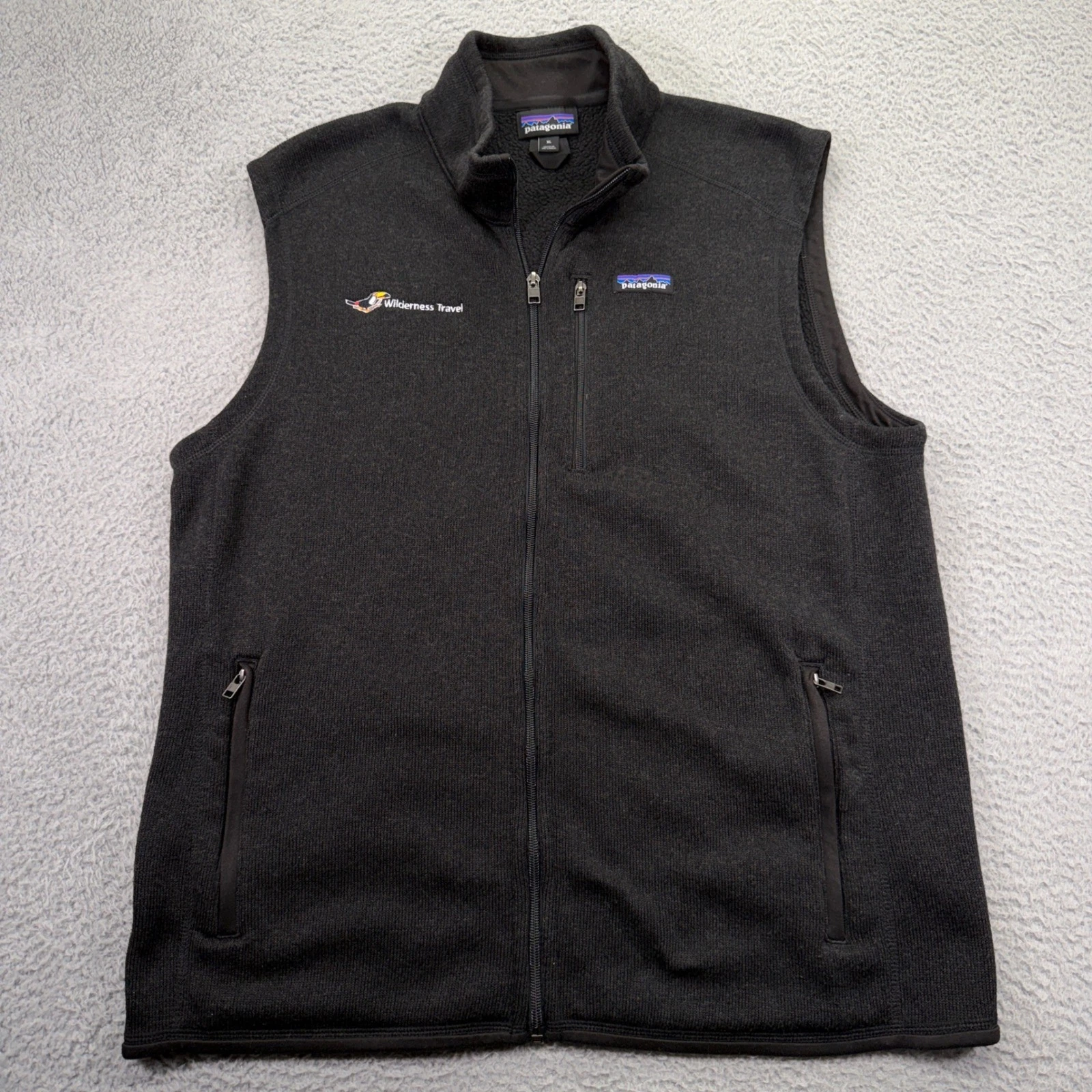 Patagonia Better Sweater Vest Mens XL Black Fleece Embroidered Full Zip Outdoors