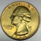 1964-D Washington Quarter 90% Silver Coin .9999 Gold Plated - 4066