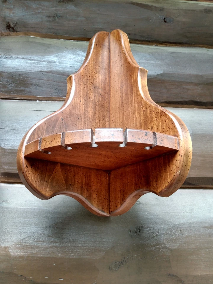 Vintage Primitive Pine Wooden Spoon Rack Corner Wall Mounted Mug Shelf Wood - Image 2 of 4