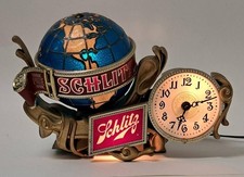 Vintage 1976 Schlitz Beer Globe Clock Cash Register Topper Light Sign