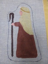 Ann Handpainted Needlepoint Canvas Shepherd Christmas Ornament 18 Mesh