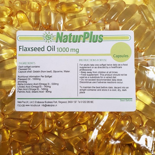 Flaxseed Oil 1000mg 120 Capsules Omega 3 6 9 Fatty Acids NaturPlus