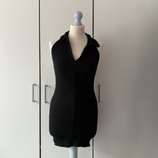 Urban Outfitters Halter Neck Collar Ribbed Mini Dress Size M Black