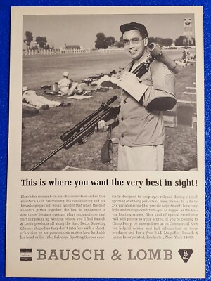 1964 BAUSCH & LOMB HUNTING RIFLE SCOPE FIREARM PRINT AD ''THE VERY BEST IN SIGHT''