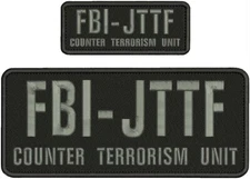 FBI JTTF Counter Terrorism Unit EMB patches 4x10 and 2x5 hook on back bLACK/GRAY