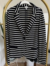 New Women's A New Day Target Black White Striped Work Blazer Jacket Size M
