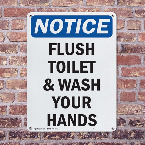 (2er Pack) Toilette spülen und Hände waschen OSHA Hinweis Schild Aufkleber Metall Kunststoff - Bild 4 von 22