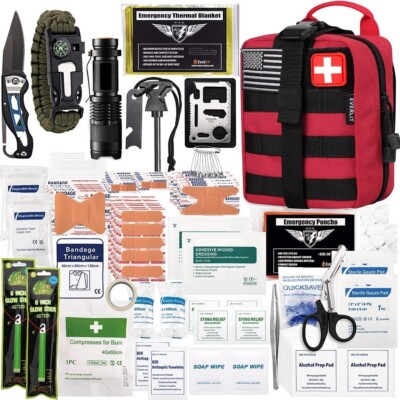 250x Emergency Survival Kit First Aid Trauma Bag for Camping Boat Hunting Hiking
