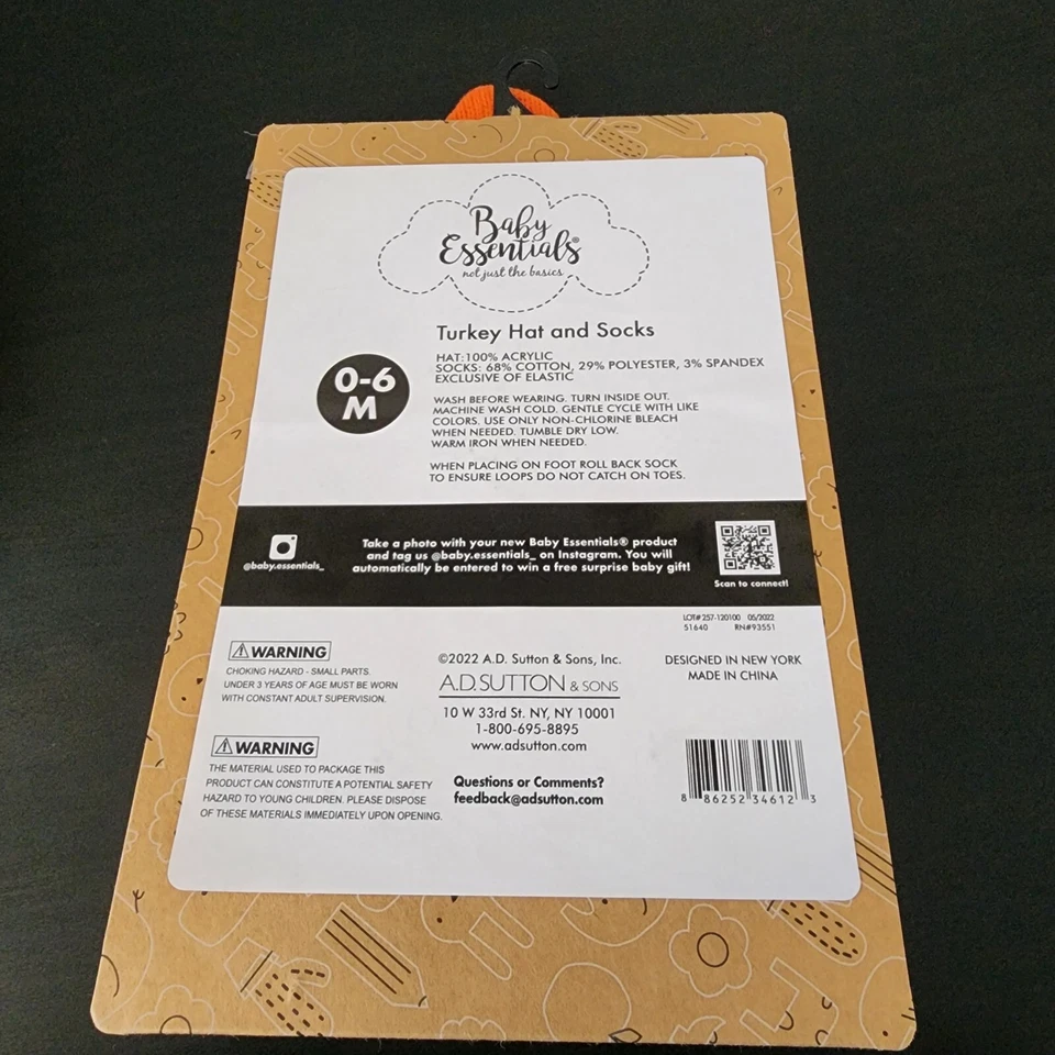 Sombrero y calcetines de Acción de Gracias Baby Essentials Foto 3 de 4