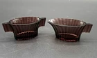 Vintage Hazel Atlas Amethyst Ribbed MCM Mid Century Modern Glass Cream & Sugar