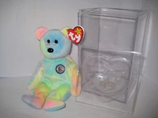 RARE B.B. BEAR BIRTHDAY b W ORIGINAL TY ACRYLIC CASE BEANIE W TAG FREE SHIPPING