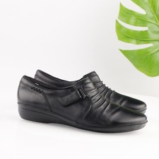 Clarks Womens Everlay Coda Loafer Size 8 WIDE Black Leather Comfort Shoe Flat