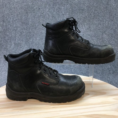Red Wing Shoes Work Boots Mens 11 2E Extra Wide Black Leather Lace Up NO INSOLES