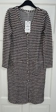 ZARA PINK WHITE TEXTURED V-NECK LONG SLEEVES MIDI DRESS WITH POCKETS SIZE S BNWT