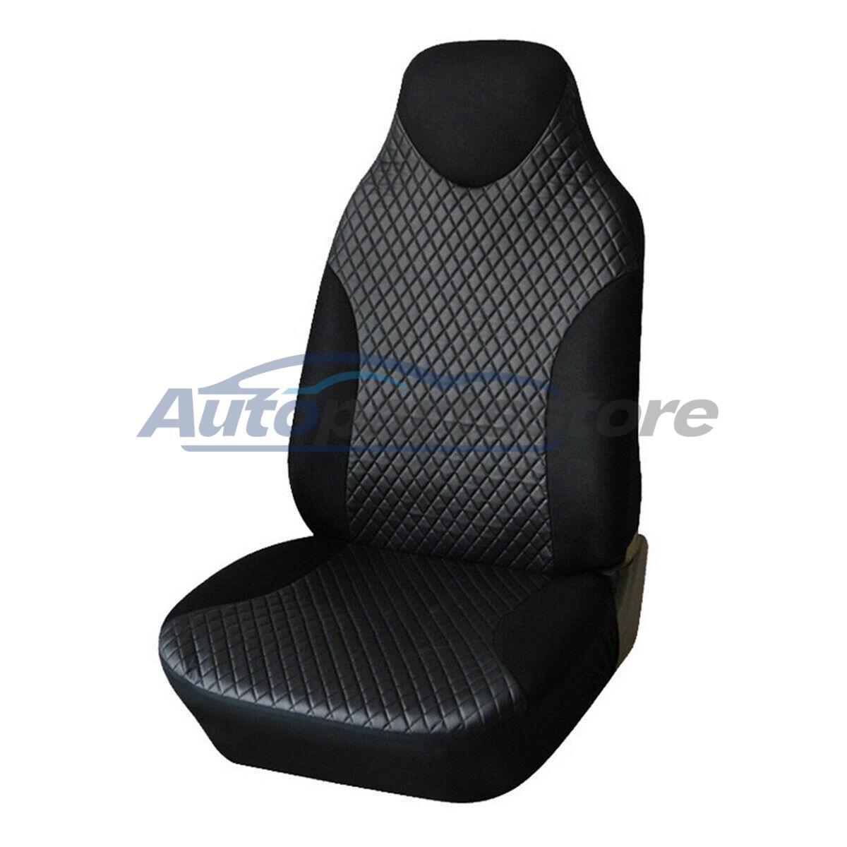 Car Auto SUV Vans Front Seat Covers Black PU Leather For High-Back Bucket Seats