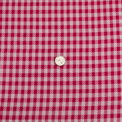 Crimson & Snow White Herringbone Weave Synthetic Gingham Fabric | 3.22 yds x 61" - Picture 5 of 6