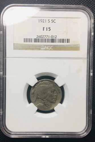 LOT #  A-6   1921-S BUFFALO NICKEL      NGC   F15