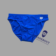 Arena men blue with white logo Swim Brief bikini swimwear swimsuit size 34 36 38