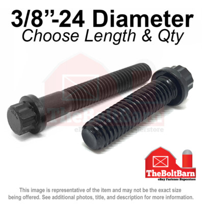 3/8''-24 FINE 12-Point Flange Screws Alloy Steel Black (Pick Length & Qty)