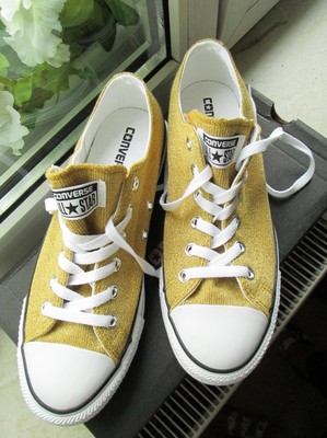CONVERSE WOMEN DAMEN SNEAKER CHUCKS CHUCK TAYLOR CT OX GOLD WHITE GLITZER 40 NEU