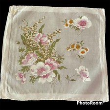 Vintage Hanky Handkerchief Flowers Floral Lily of the Valley Hand Rolled Hem
