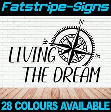 LIVING THE DREAM COMPASS STICKERS GRAPHICS CAMPERVAN MOTORHOME CARAVAN DAY VAN