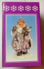 Vintage 2000s Pan-O-Rama 1446 Santa Resin Figure Purple Garb 8 in with box EX-MT