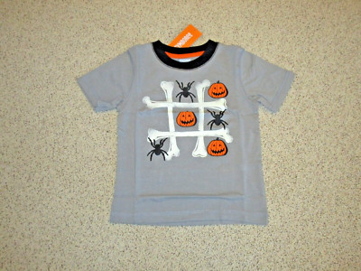 NWT NEW GYMBOREE HALLOWEEN SHOP GRAY SPOOKY TIC TAC TOE TEE TOP SIZE 2T