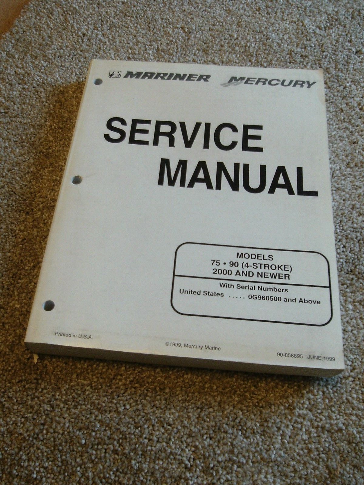 90-858895 Mercury Mariner OUTBOARD Service Manual 75 90 HP 4-stroke | eBay