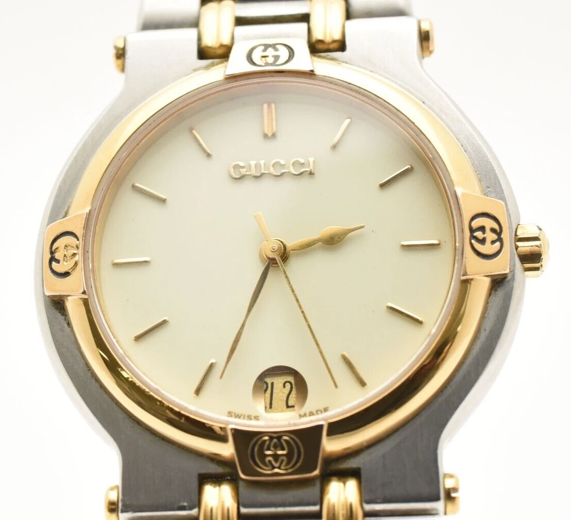 [EXC+5] Montre Homme Gucci 9000M Cadran Or Date Quartz Swiss Made from JAPAN