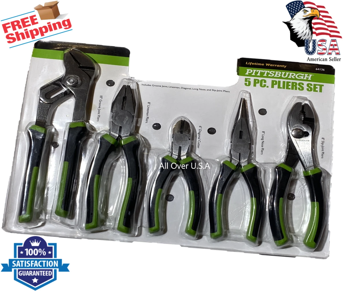 Shall 6-Piece Pliers Set, Pliers Tool Set, 6 Diagonal Cutting, 8 Long Nose, 8 Linesman, 8 Slip-Joint & 10Groove-Joint Pliers, 8 Adjustable