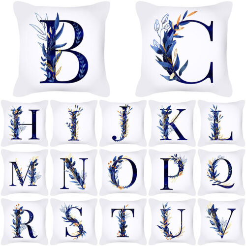 A-Z Letter Pillow Case Plant Tree Around Alphabet Cushion Cover Home Sofa Car . - Picture 1 of 38