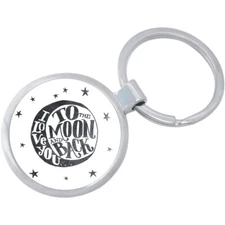 Moon And Back Keychain - Includes 1.25 Inch Loop for Keys or Backpack