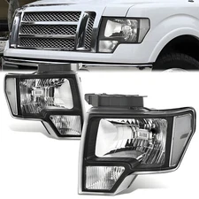 2pcs/Pair Black Clear Headlight Headlamp Assembly For Ford F-150 F150 2009-2014