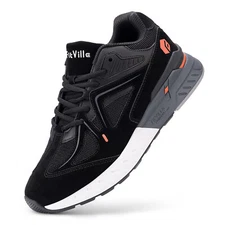 FitVille Extra Wide Walking Shoes Arch Support Unisex Sneakers Flat Feet Black