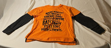 Boys Girls Halloween T Shirt XS 4 / 5 L/S Orange Black Aliens Monsters Cats