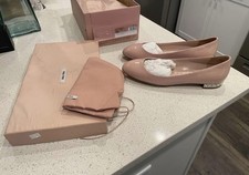 Miu Miu Pink Patent Leather Crystal Accent Ballet Flats Women's EU 38