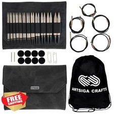 Lykke Driftwood 5 in. Knitting Needles Complete Set Birch Birch Black Case