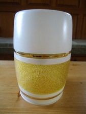 Mid Century Retro Glass Ceiling Light Shade White and Textured Gold with Bands