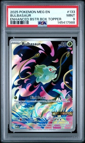 2025 POKEMON MEG EN-MEGA EVOLUTION ENHANCED BOOSTER BOX TOPPER BULBASAUR PSA 9