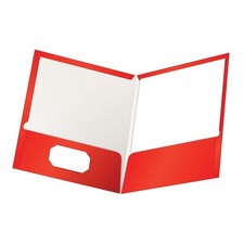 Laminated Twin-Pocket Folders, Letter Size, Red, Holds 100 Sheets, Box of 25 ...