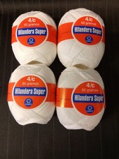 4 x 50g Coats Hilandera Super Cotton Yarn 4/c - White - New