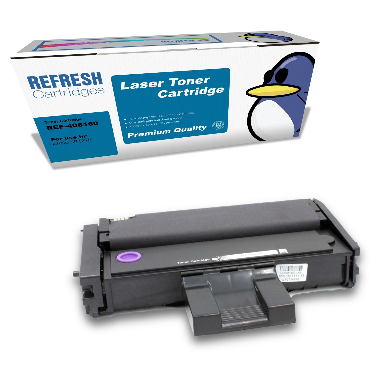 Refresh Cartridges Black 408160 Toner Compatible With Ricoh Printers