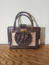 Read Vtg 70  s Mexican Hand Tooled Embossed Leather Aztec Calendar Handbag Purse