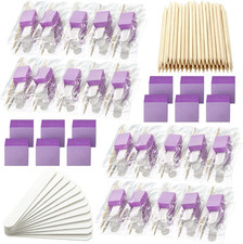 100 Sets Disposable Manicure Kit Basics 3 Pieces Nail Kit, White Wood Nail File