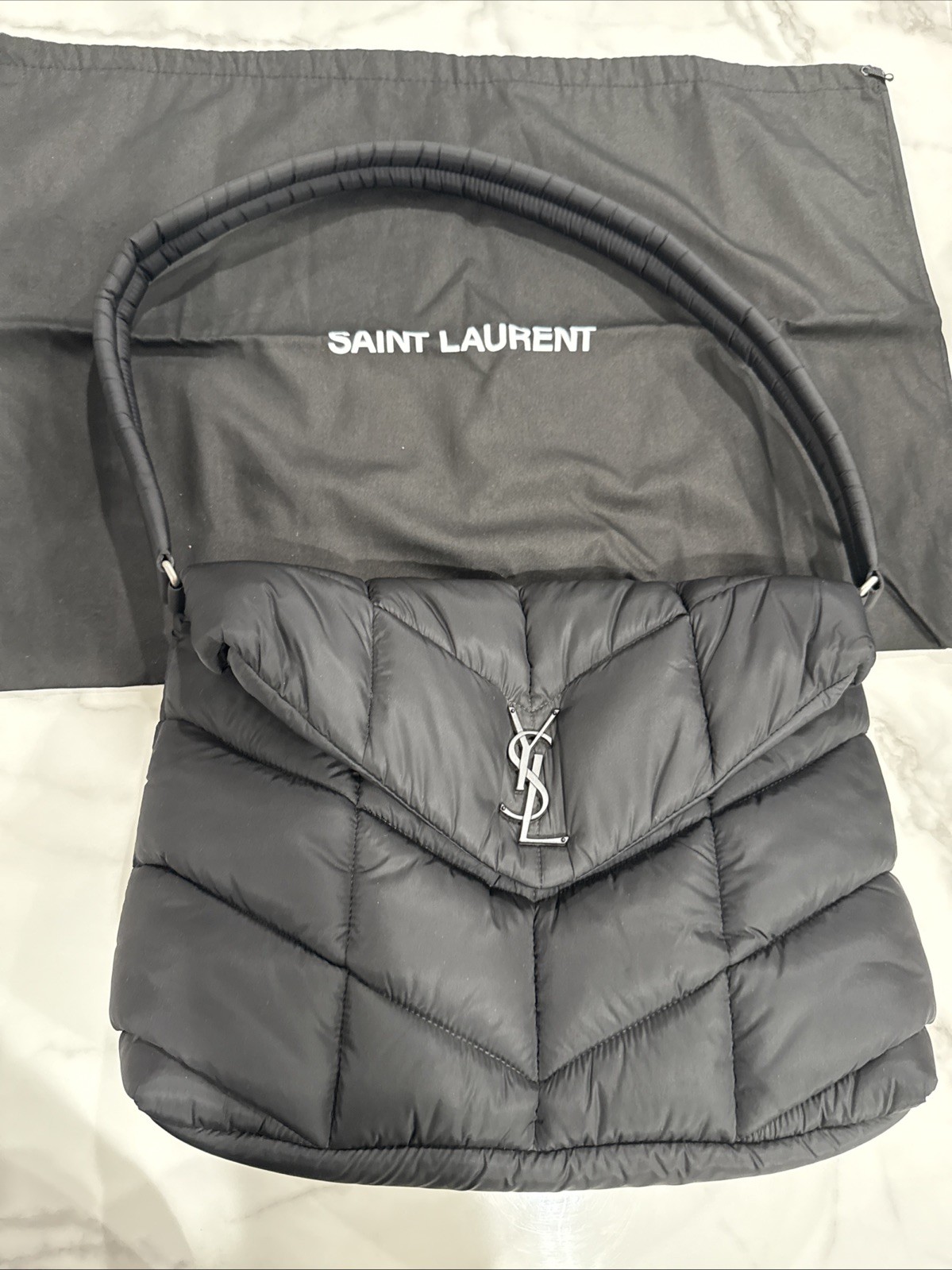 Saint Laurent YSL Puffer Handbag Authentic ECONYL Black