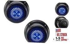 RV Flush Mount Speaker  Exterior 5.25" Black Wavy Blue LED  2 Pack