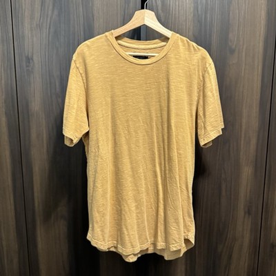 Goodlife Sunfaded Scallop Slub Cotton Tee Shirt Size XL Mango Yellow Gold