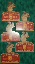 Vintage SQUIRREL BRAND Salted Peanuts 11” ONE Cardboard Advertising Sign Antique